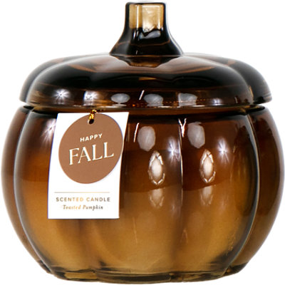 Overjoyed Boutique Glass Pumpkin Candle Brown - Each - Image 1
