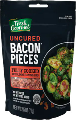 Fresh Gourmet Fully Cooked Uncured Bacon Pieces - 2.5 Oz - Image 1