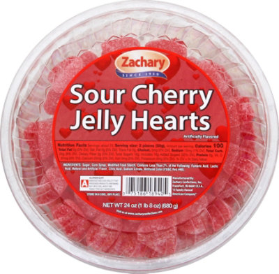 Zachary Sour Cherry Jelly Hearts Tub - 24 Oz - Image 1