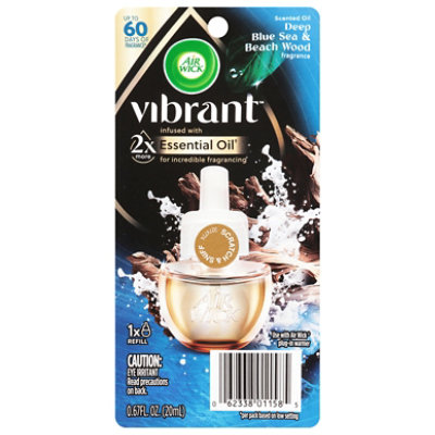 Air Wick Vibrant Scented Oil Plug-in Kit, Deep Blue Sea & Beach Wood - 1 Warmer And 1 Refill - .67 FZ - Image 1