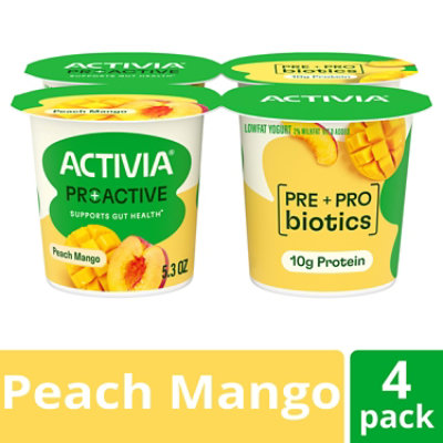Activia Proactive Peach Mango Yogurt - 4-5.3 Oz - Image 1