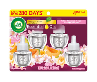 Air Wick Plug-In Scented Oil Refills, Summer Delights White Flowers, Melon & Vanilla - 4-.67 Fl. Oz. - Image 1