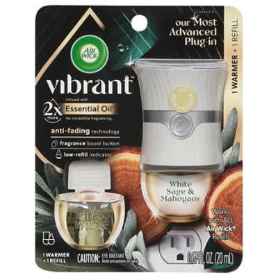 Air Wick Vibrant Plug-in Refill Starter White Sage & Mahogany Warmer And 1 Refill - .67 Fl. Oz. - Image 1
