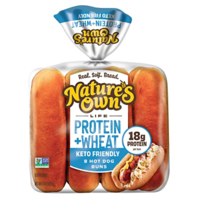 Nature's Own Wheat Plus Protien Hot Dog Buns Keto Friendly 8 Count - 15 OZ - Image 4