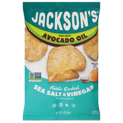 Jacksons Avocado Oil Kettle Cooked Potato Chips Sea Salt & Vinegar 5 Oz - 5 OZ - Image 1