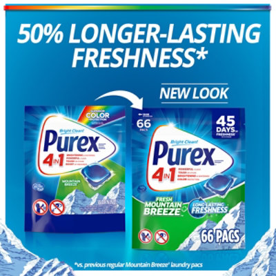 Purex 4-in-1 Fresh Mountain Breeze Plus Long Lasting Freshness Laundry Pacs - 66 Count - Image 3
