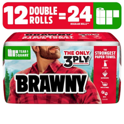 Brawny Tear-a-square Paper Towel 12 Double Rolls - 12 RL