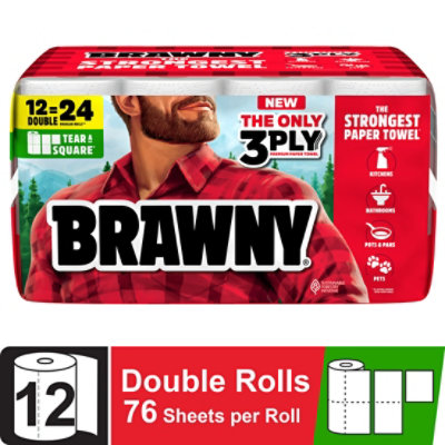Brawny Tear-a-square Paper Towel 12 Double Rolls - 12 RL - Image 1