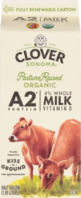 Clover Sonoma Pasture Raised Organic Milk A2 , Half Gallon, 64fz - HG - Image 2