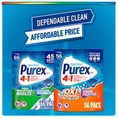 Purex 4 In 1 Oxi Power Odor Fighter Fresh Morning Burst Laundry Pacs - 56 Count - Image 5