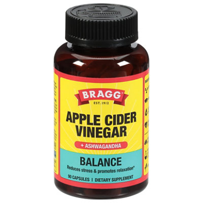 Bragg Daily Balance Apple Cider Vinegar Supplement Capsules With Ashwagandha And 1877mg Acv Blend - 90 CT - Image 2