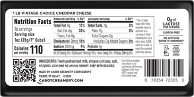 Cabot Creamery Vintage Choice Cheddar Cheese Bar - 1 Lb - Image 6
