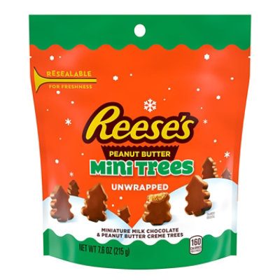 REESE'S Unwrapped Milk Chocolate Peanut Butter Creme Mini Trees Christmas Candy Bag - 7.6 Oz - Image 1