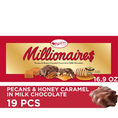 Pangburn's Millionaires Milk Chocolate Covered Pecans & Honey Caramel Large Gift Box - 16.9 Oz - Image 1