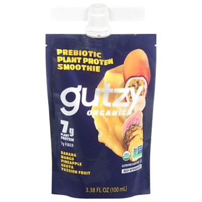 Gutzy Organic Tropical Mango Pineapple Guava Passion Plant Protein Smoothie  - 3.38 Fl. Oz. - Image 1