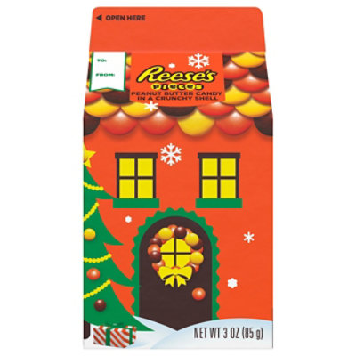 REESE'S PIECES Peanut Butter in a Crunchy Shell Christmas Candy Carton - 3 Oz - Image 3