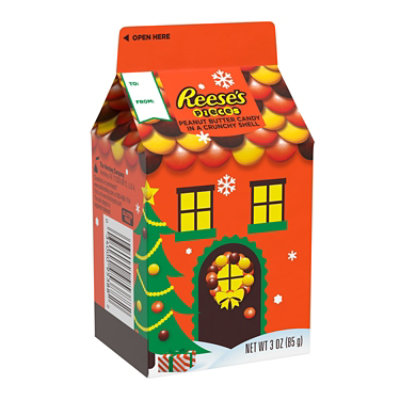 REESE'S PIECES Peanut Butter in a Crunchy Shell Christmas Candy Carton - 3 Oz - Image 1