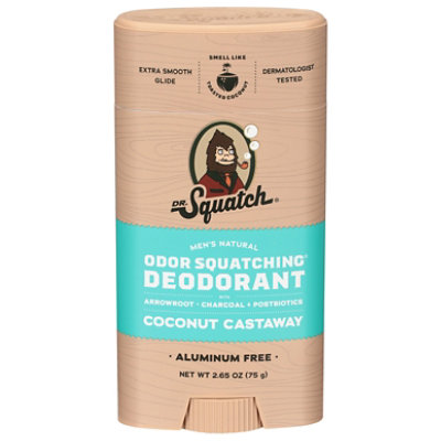Dr. Squatch - Mens Natural Coconut Castaway Wide Stick Deodorant - 2.65OZ - Image 1