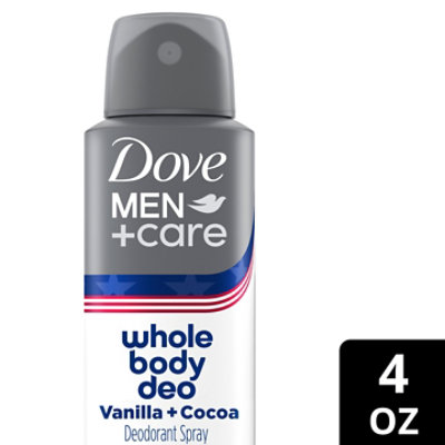 Dove Men Plus Care Vanilla & Cocoa Butter Deodorant Spray Bottle - 4 Fl. Oz. - Image 1