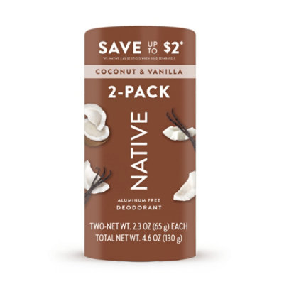 Native Coconut & Vanilla Deodorant Stick Twin Pack - 2-2.3 Oz - Image 2