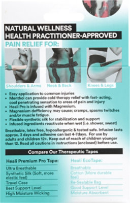 Heali Eco Kinesiology Tape Infused With Magnesium&menthol-pink Camo-20 Strips/roll 2x10inch /strip - 20 CT - Image 3
