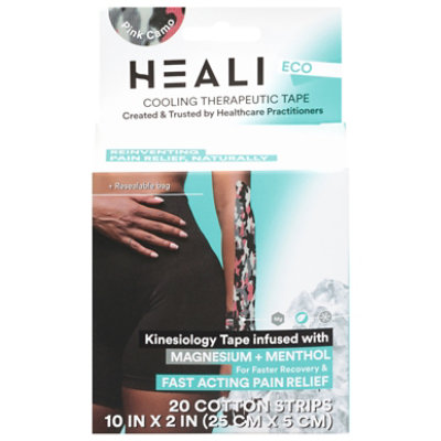 Heali Eco Kinesiology Tape Infused With Magnesium&menthol-pink Camo-20 Strips/roll 2x10inch /strip - 20 CT - Image 1