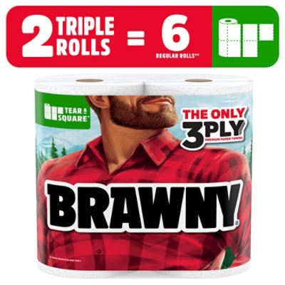 Brawny Tear-a-square Paper Towels 2 Triple Rolls - 2 RL - Image 1