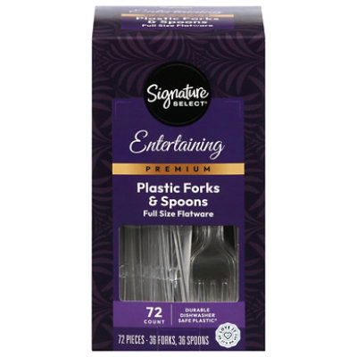 Signature Select Cutlery Fork & Spoon Plastic Premium - 72 Count - Image 1