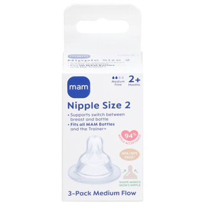 Medium Flow Nipple 2 Months Unisex - 3 Count - Image 1