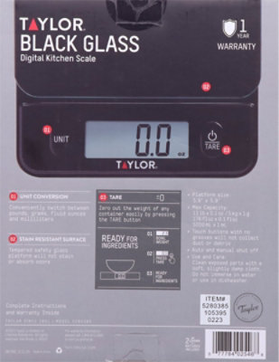 Taylor 11 Lb Black Glass Digital Kitchen - Each - Image 4