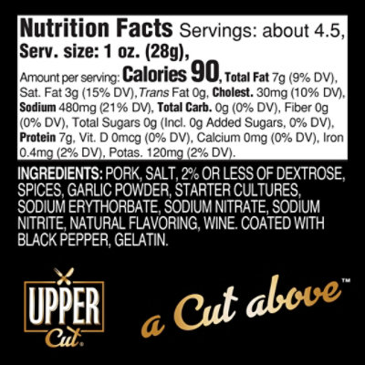 Upper Cut Peppered Salami Meat Cracker Cut - 4.5 OZ - Image 2