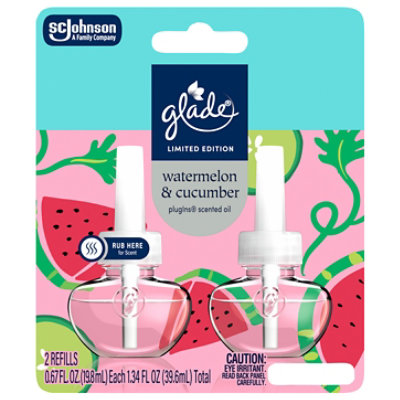 Glade Plugins Limited Edition Watermelon & Cucumber Scented Oil Refill - 2-.67 Fl. Oz. - Image 1