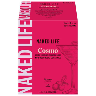 Naked Life Cosmo Spirits Non Alcoholic Cocktail Cans - 4-8.4Fz - Image 1