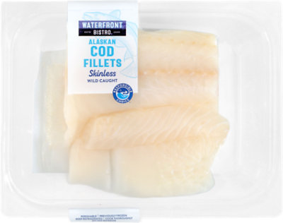 Waterfront Bistro Alaskan Cod Fillets Skinless Vacuum Sealed Pack - 1 Lb - Image 1