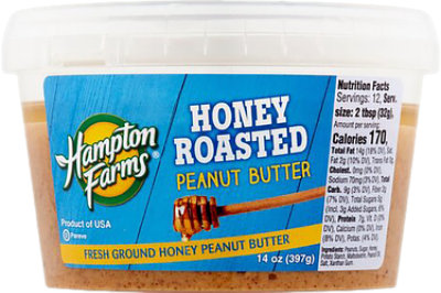 Hampton Farms Preground Honey Roast Peanut Butter 14oz - 14 OZ - Image 1