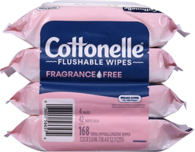 Cottonelle Fragrance Free Flushable Wipes - 4 - 168 Count - Image 4
