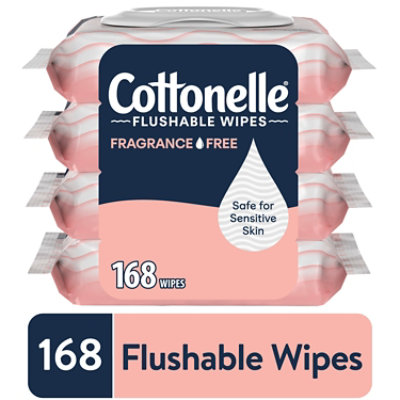 Cottonelle Fragrance Free Flushable Wet Wipes Flip-Top Packs 42 Wipes Per Pack - 4 Count - Image 1