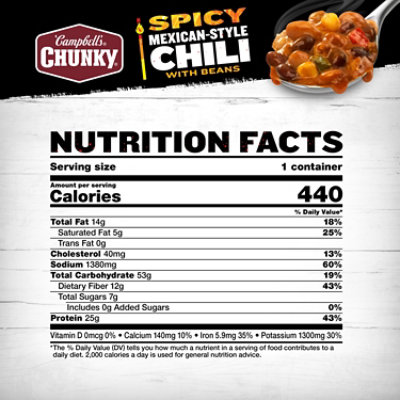 Campbells Chunky Spicy Mexican-style Chili With Beans Bowl - 15.25OZ - Image 4