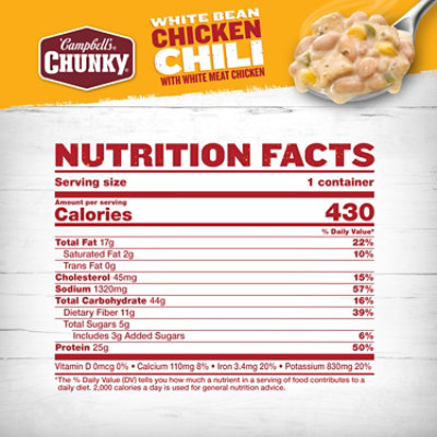 Campbells Chunky White Bean Chicken Chili, Bowl - 15.25 OZ - Image 4