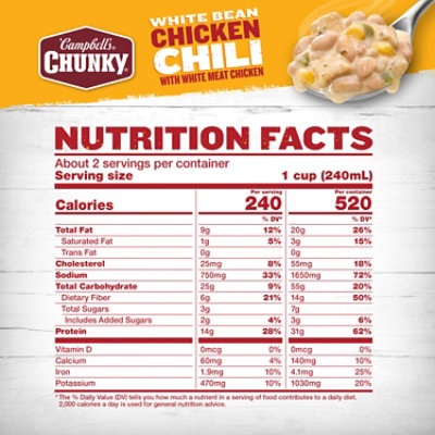 Campbell's Chunky White Bean Chicken Chili, 19 Oz Can - 19 OZ - Image 4