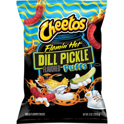 Cheetos Puffs Flamin Hot Dill Pickle 8oz - 8 OZ - Image 1