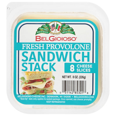 Belgioioso Provolone Cheese Sandwich Stack - 8 OZ - Image 1