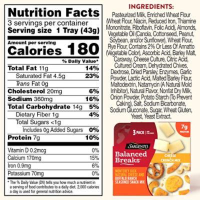 Sargento Balanced Breaks Cheese + Crunch Mix Monterey Jack Cheese Buffalo Ranch Snack Mix - 4.5 Oz - Image 5