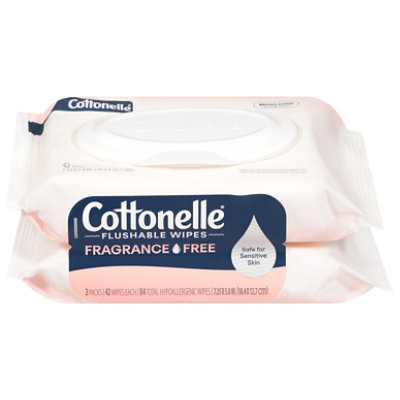 Cottonelle Fragrance Free Flushable Wipes - 2 - 84 Count - Image 2