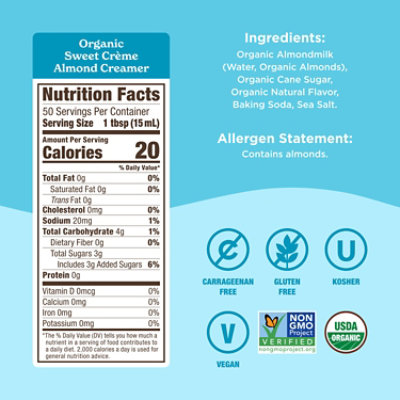 Califia Creamer Sweet Creme Organic - 25.4 FZ - Image 1