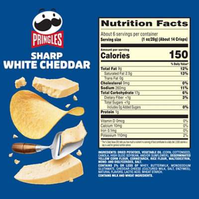 Pringles Sharp White Cheddar 5.5oz - 5.5 OZ - Image 6