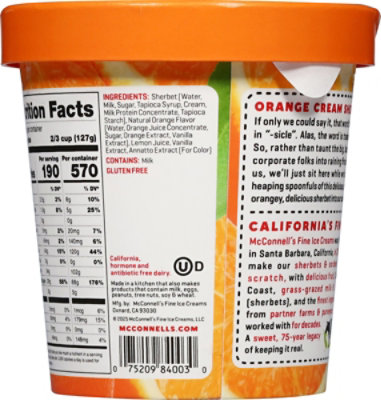 Mcconnells Fine Ice Cream Sherbert Orange Cream - 16 OZ - Image 5