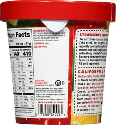 Mcconnells Fine Ice Cream Sherbert Strawberry Lemon - 16 OZ - Image 5