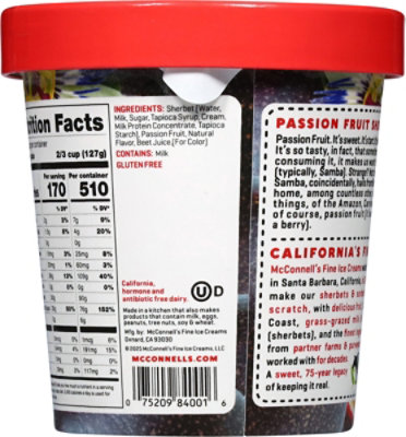 Mcconnells Fine Ice Cream Sherbert Passion Fruit - 16 OZ - Image 5