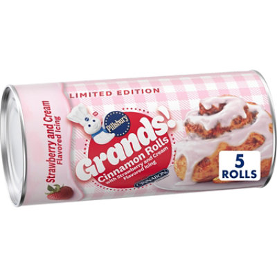 Pillsbury Grands Cinnamon Rolls With Strawberry And Cream Flavored Icing, 5 Count, 17.5 Oz - 17.5OZ - Image 1